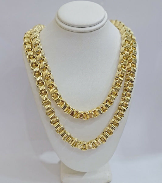 Real Gold Box Byzantine Chain Necklace 7.5mm 10K Yellow 22 Inches Men 10KT SALE
