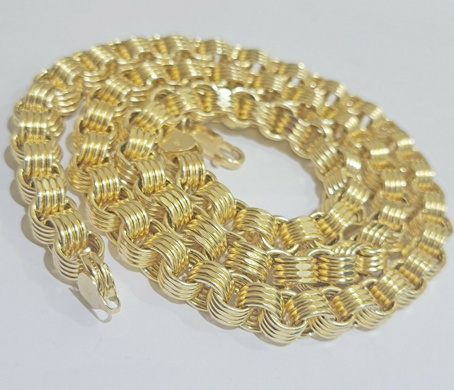 Mens Byzantine Chain 10k Gold Necklace 9mm 22" 24" 26" 28" 30" 10kt Yellow Gold