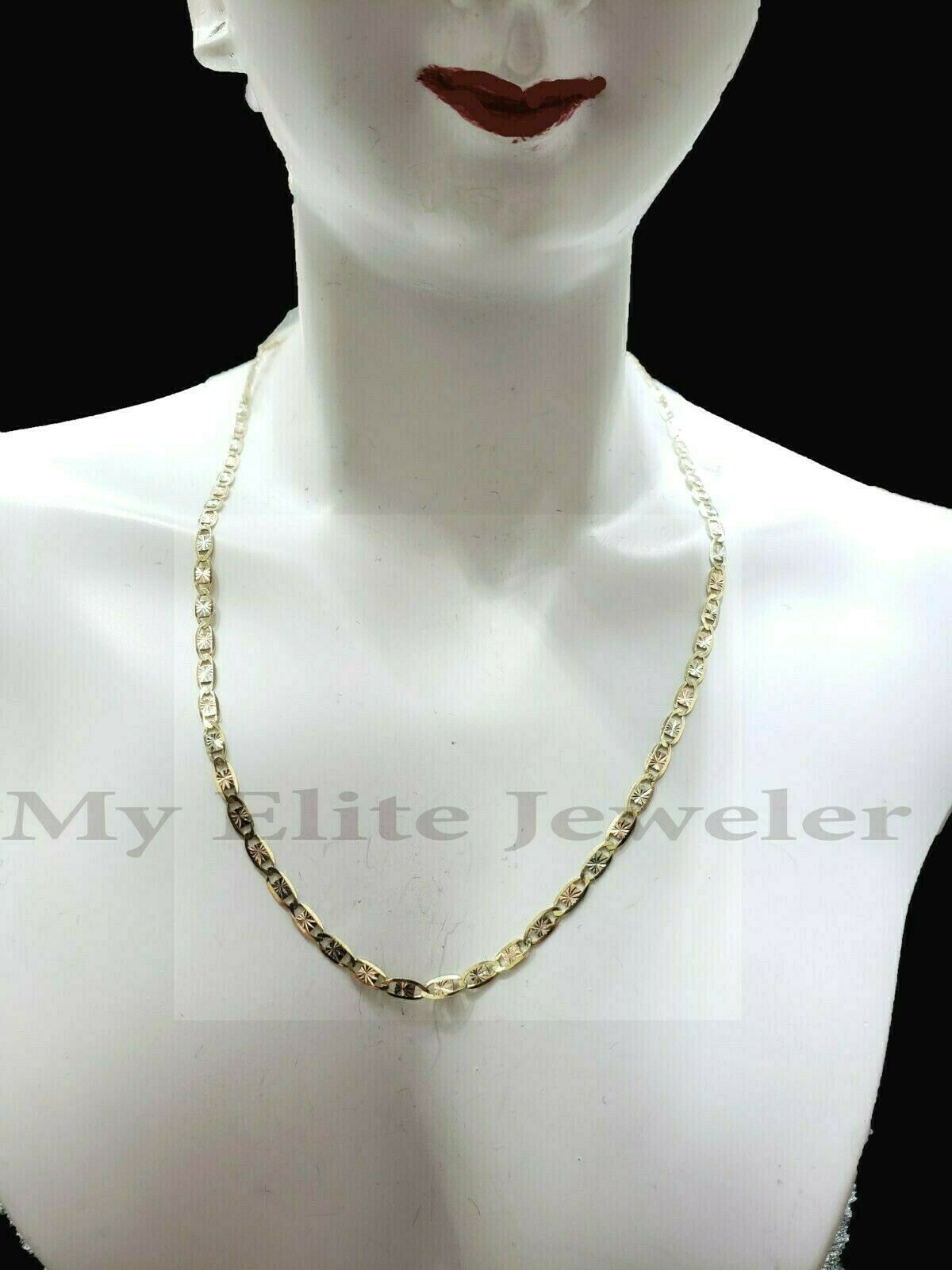 10k Trio Gold Ladies Necklace Chain 16" Yellow Rose Gold 10K ORO CADENA DE CORAZ