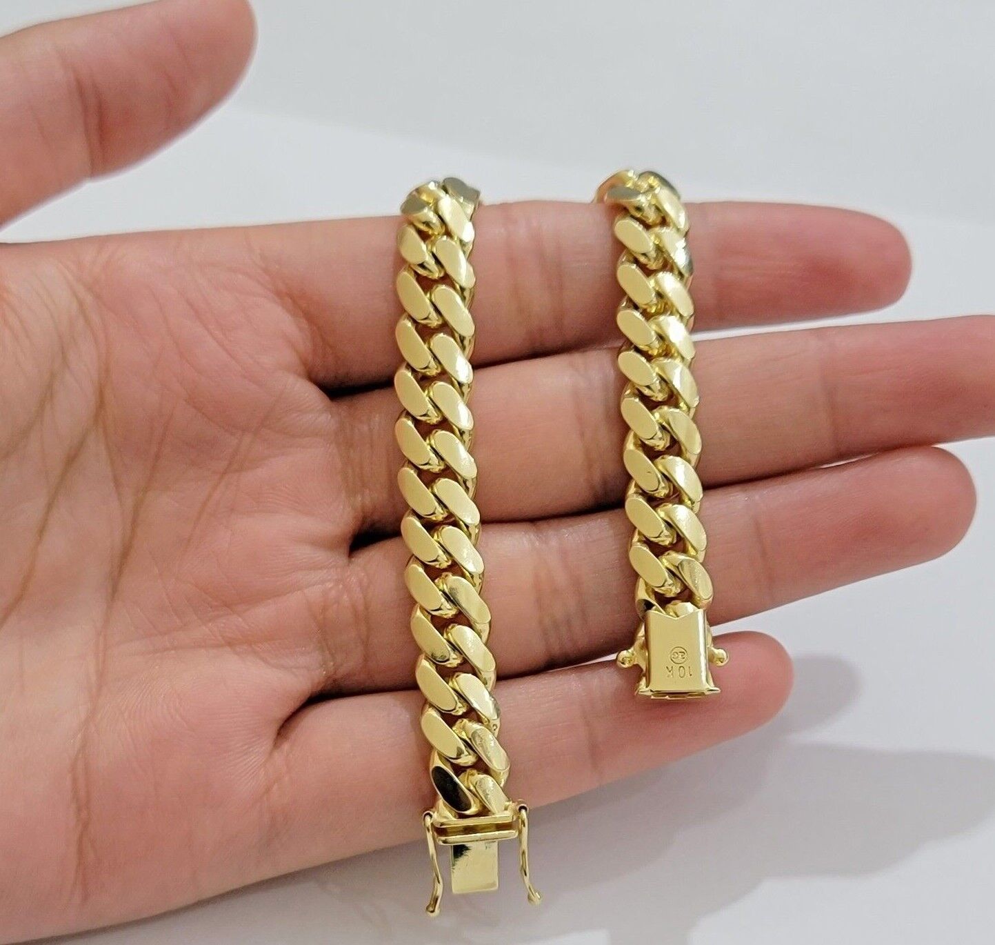 10k Yellow Gold Miami Cuban Link Bracelet 8.5mm  9" Inch Box Clasp, REAL SOLID