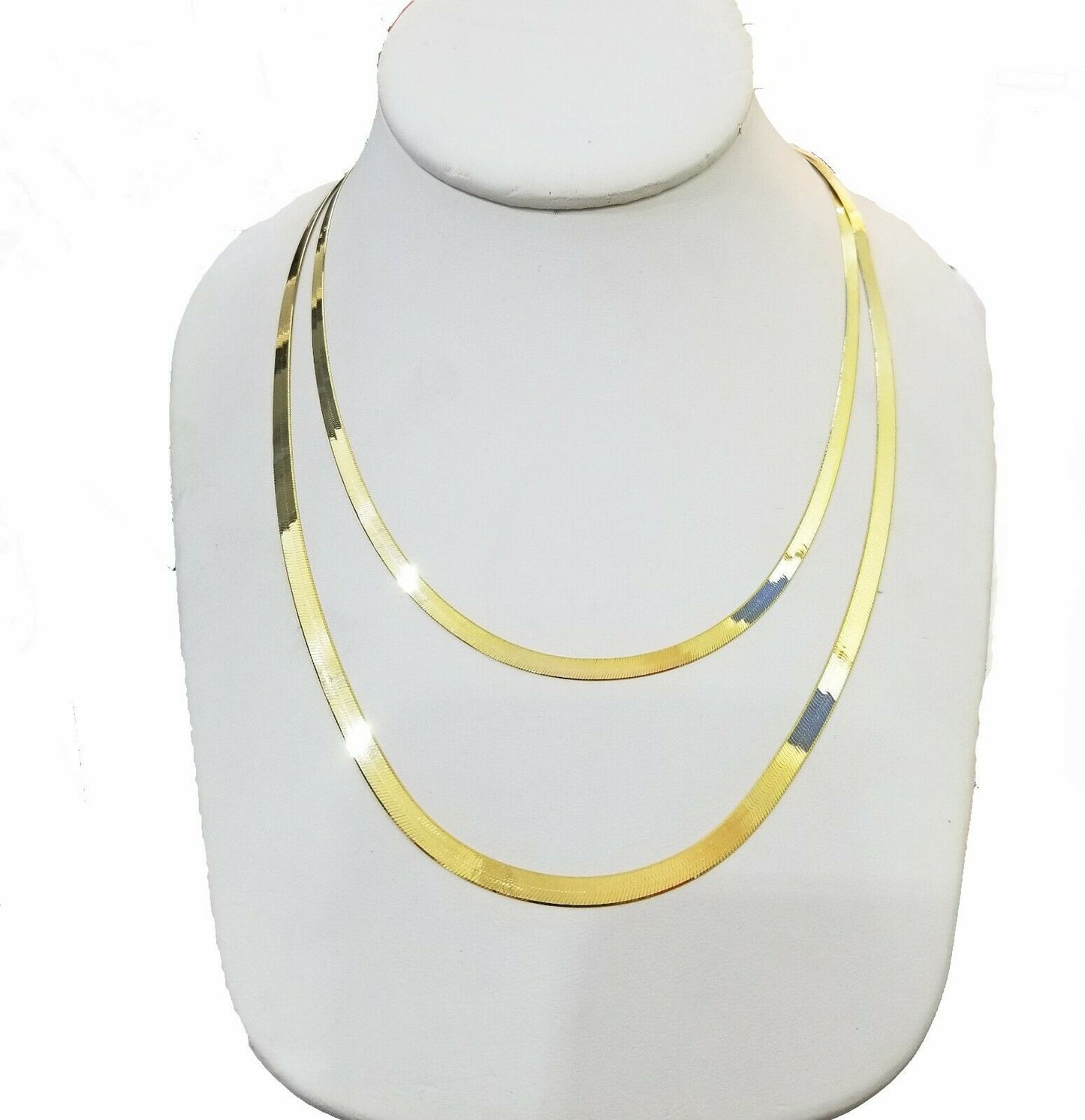 Solid 10k Yellow Gold Herringbone Necklace 18"-24" Inch 3mm 4mm REAL 10kt Chain