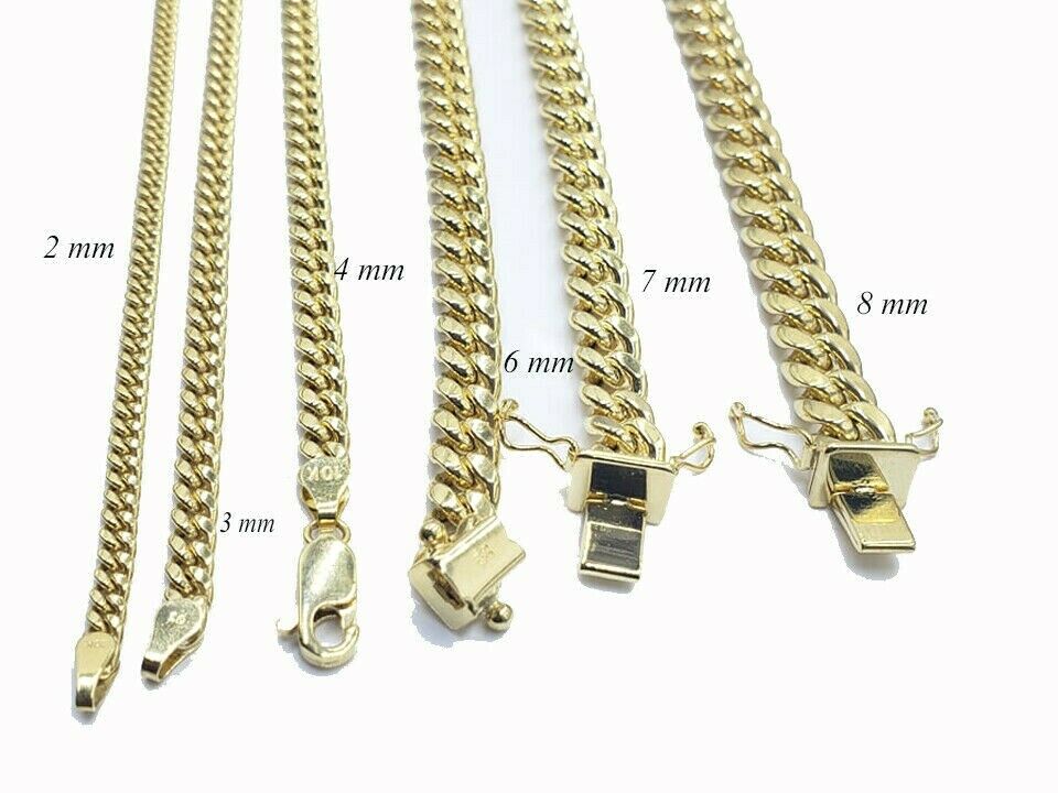 REAL 10k yellow Gold bracelet Miami Cuban Link 6MM-9Mm 7-9