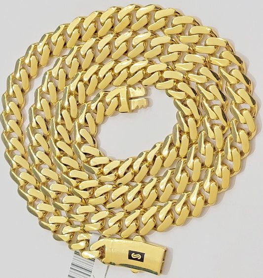 10k Yellow Gold Miami Cuban Royal Monaco Curb Link Chain 7.5mm Necklace 24" REAL