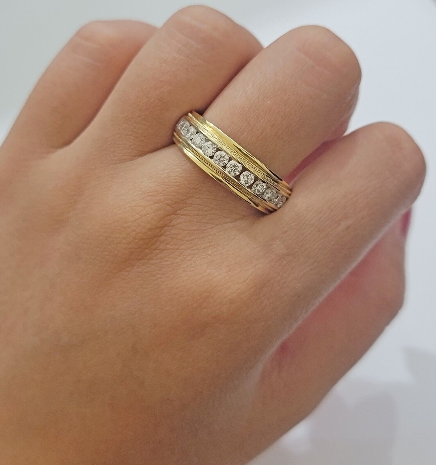 Solid 14k Yellow Gold Diamond Ring Men's Band 1CT Wedding Engagement, Genuine