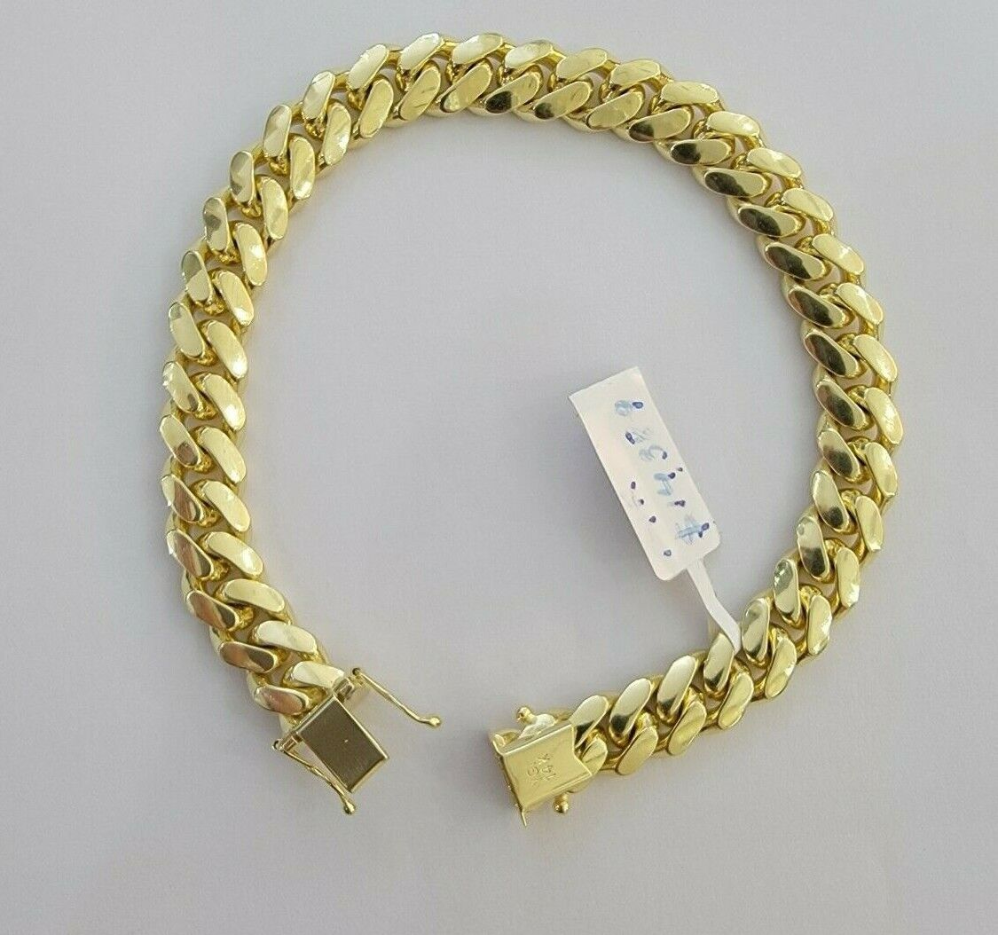 14k Bracelet Miami Cuban Link SOLID 14kt Yellow Gold 8.5 mm 7.5" Men Women REAL