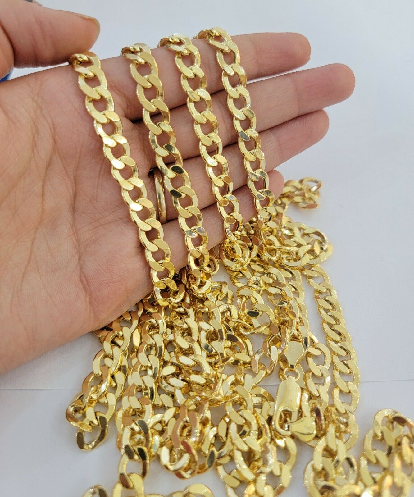 Mens 10k Gold Chain 8mm Cuban Curb Link Necklace 22