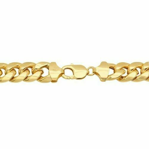 Real Gold Miami Cuban chain Necklace 7mm 22 Inch Lobster ,Men's 10kt Yellow Gold