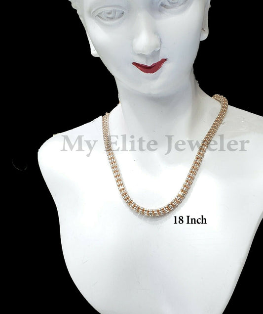 Tennis Gold Necklace 10k Rose Gold Ladies Chain Diamond Cut 16 Inch 100% GENUINE