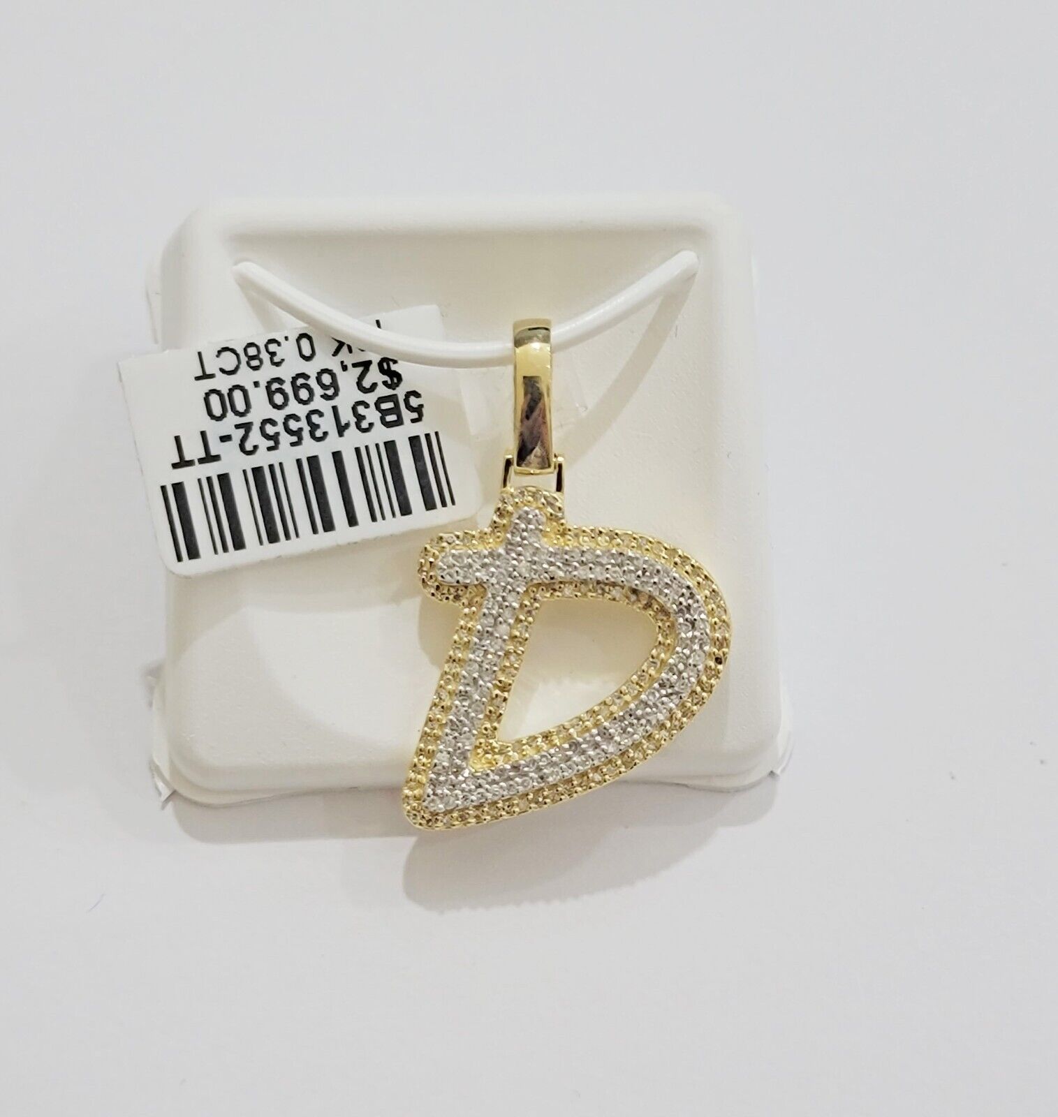 10k Gold Pendant Natural Diamond Initial Charm A-Z Alphabet 10K Yellow Gold REAL