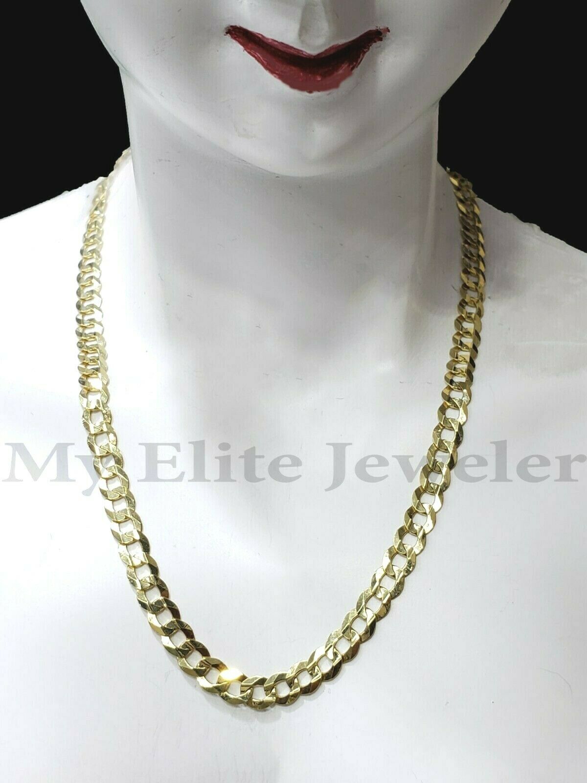 Solid 14K Yellow Gold Ladies Chain 15 Inch Cuban Curb Link 3.5 MM SHORT Necklace