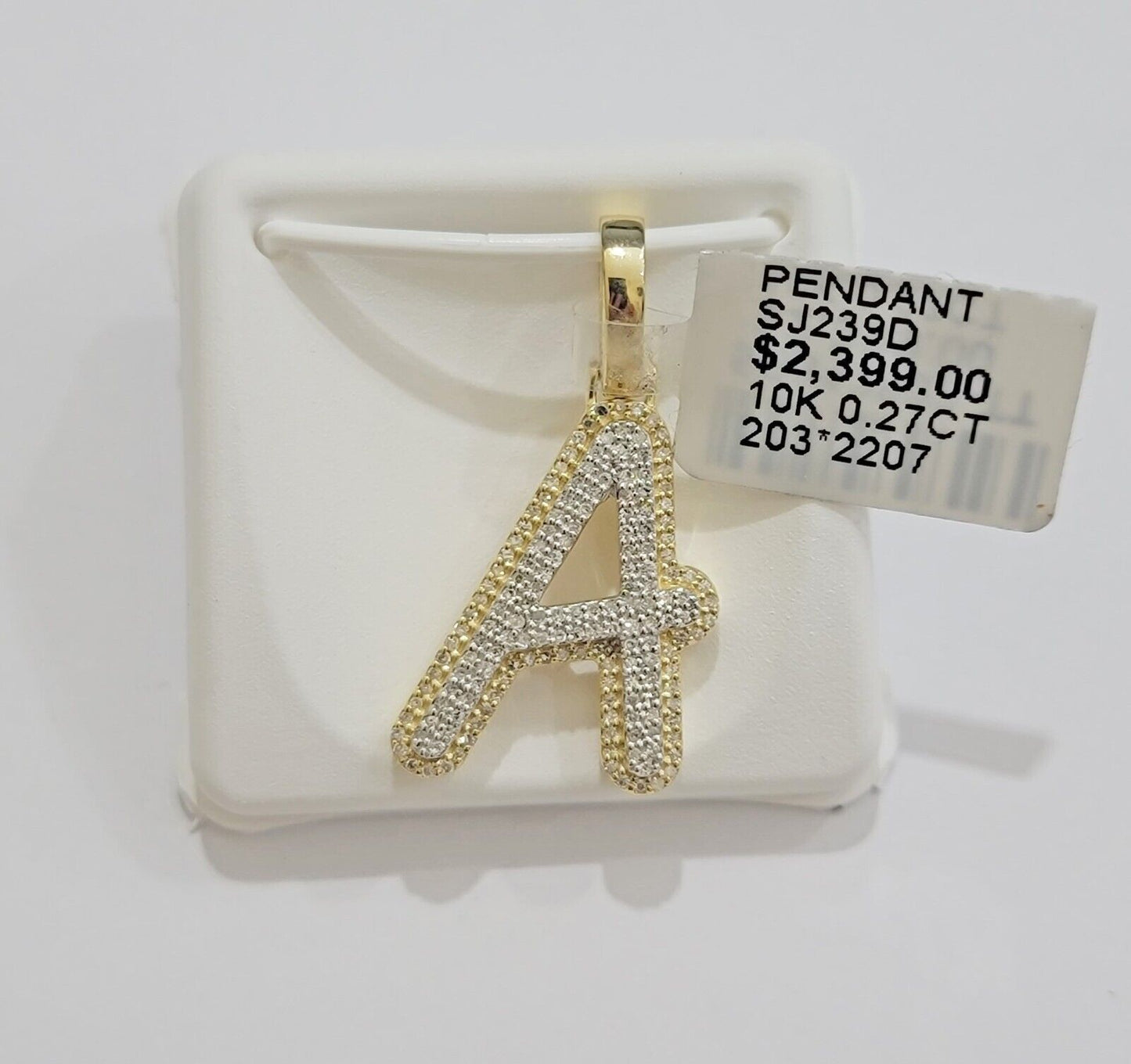 10k Gold Pendant Natural Diamond Initial Charm A-Z Alphabet 10K Yellow Gold REAL