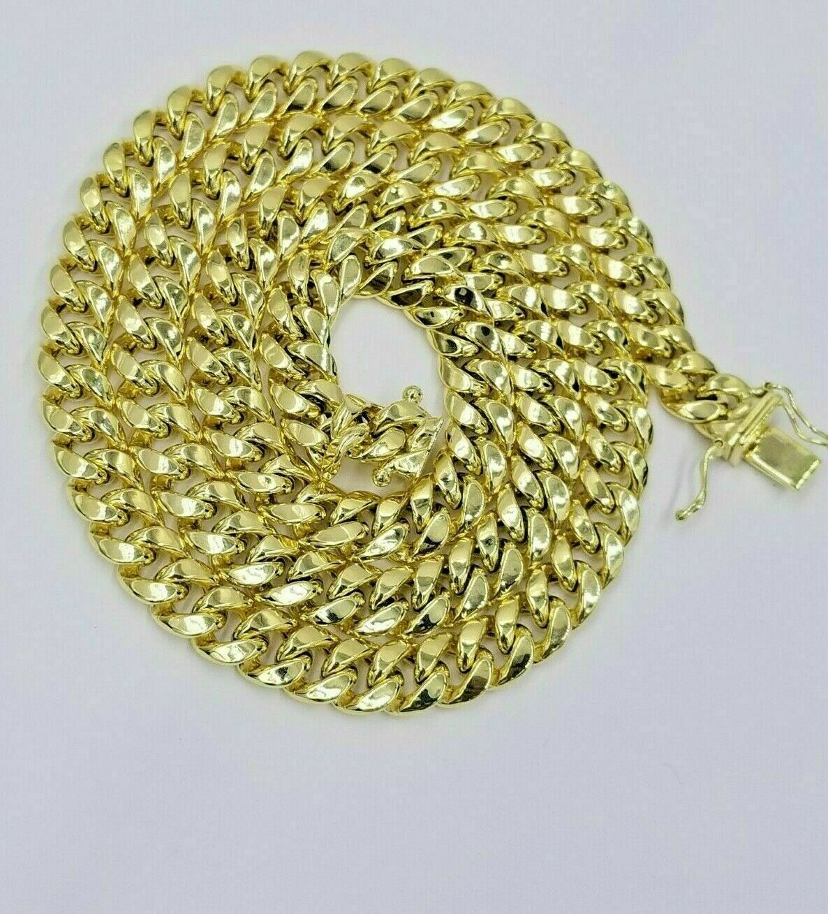 10k Yellow Gold 8mm Chain Miami Cuban Link Necklace 26" Real Box Clasp REAL 10kt