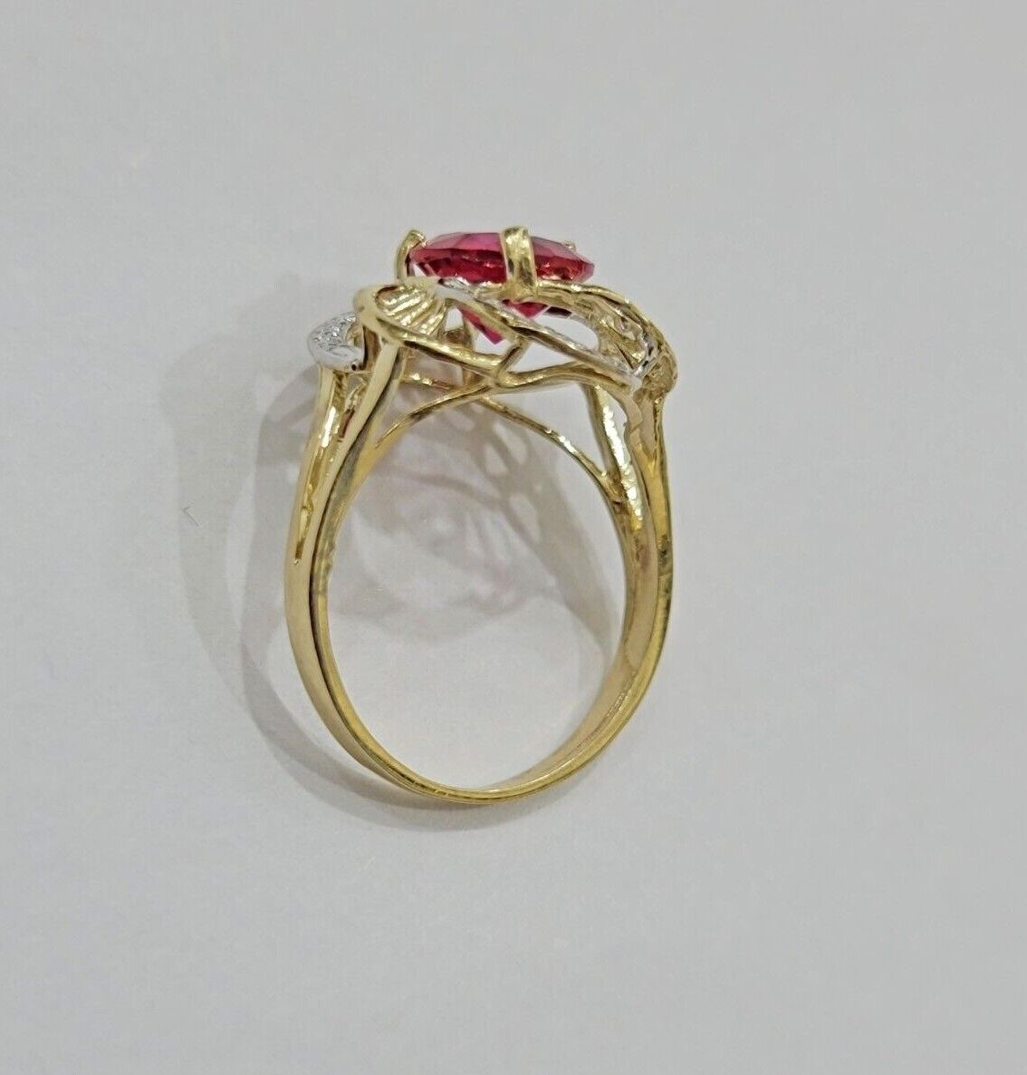 10k Yellow Gold Ladies Ruby Red Ring Womens Casual Band SALE Real 10kt Brand New