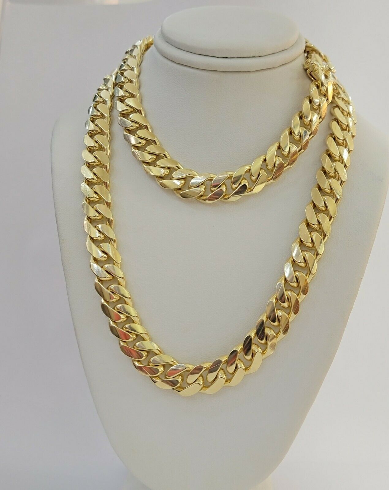 REAL Solid 10k Yellow Gold Chain 10mm Miami Cuban Link Necklace 26" Men Box Lock