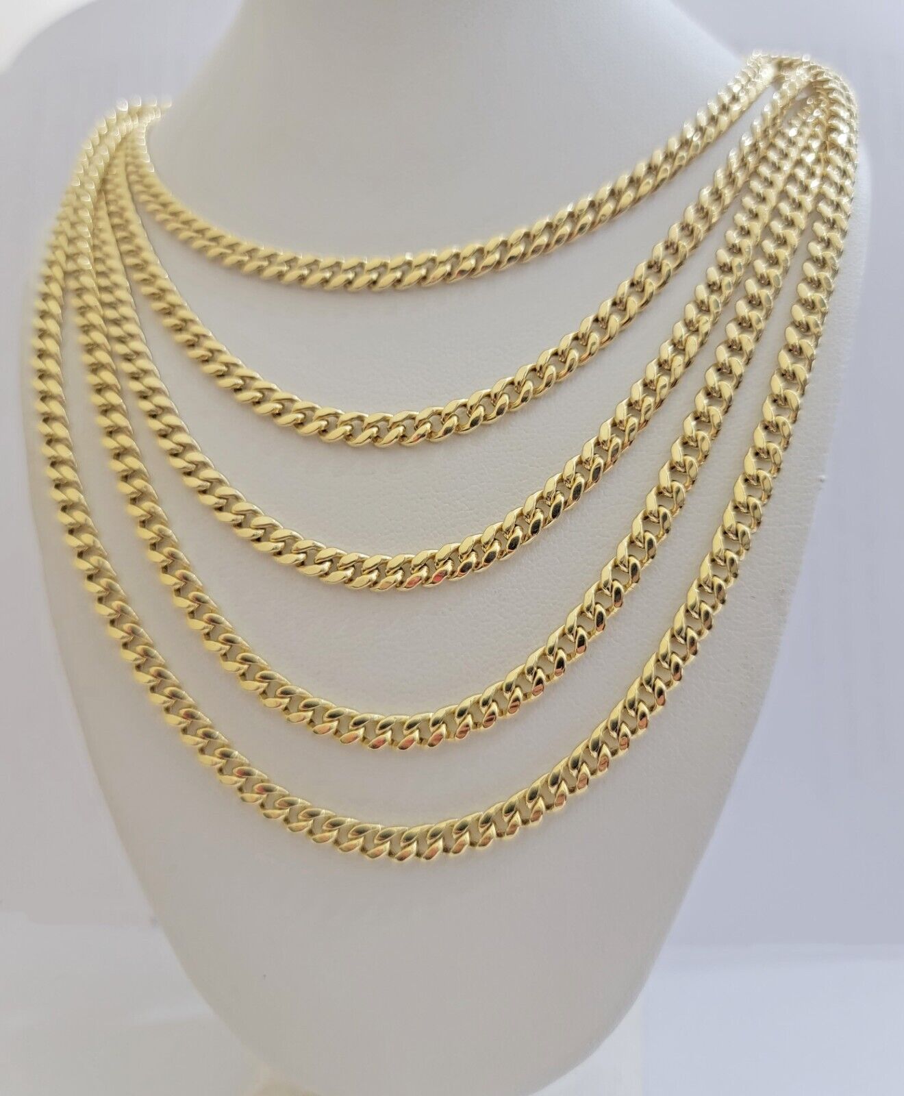 Real 10k Gold Miami Cuban Link chain Necklace 5mm 16"-28" 10kt Yellow Men Women