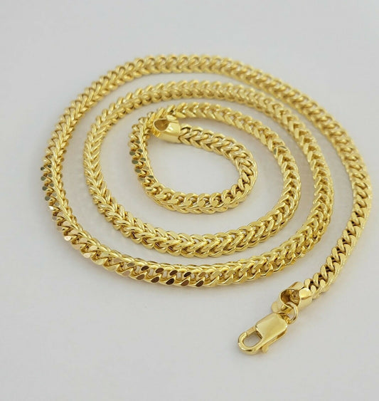 10K Gold Franco Link Chain 26" Necklace 5mm Thick, REAL 10kt Men's STRONG Chain