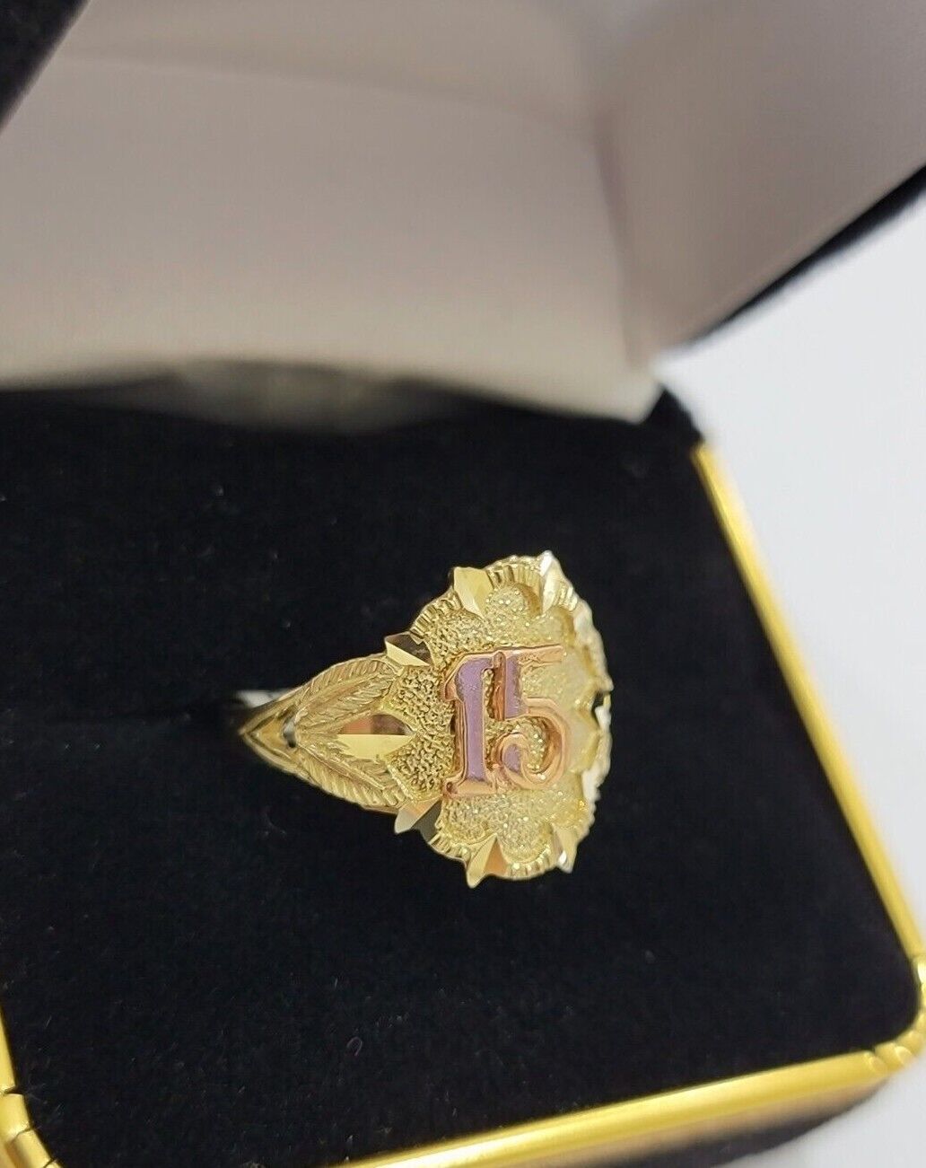 Ladies Ring 10k Gold Quinceanera 15 Anos Year Girls 10KT Yellow REAL Size 6 SALE