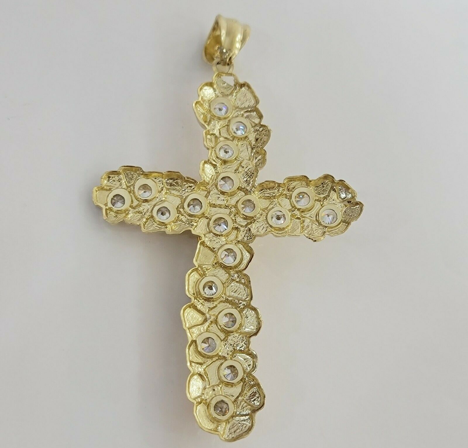 10k Gold Cross Pendant Men's 3.5 Inch long10kt Yellow Gold Jesus Crucifix, REAL