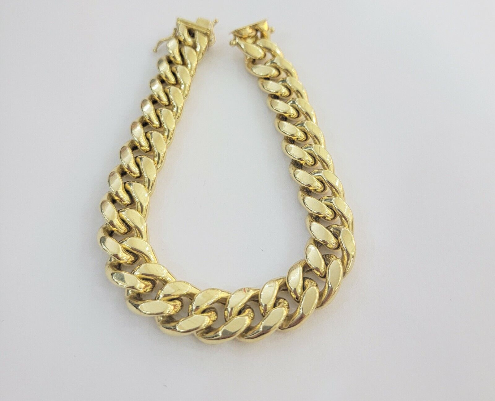 Real 10k Yellow Gold Bracelet 13mm 8 Inch Miami Cuban Link Mens 10KT Strong Link