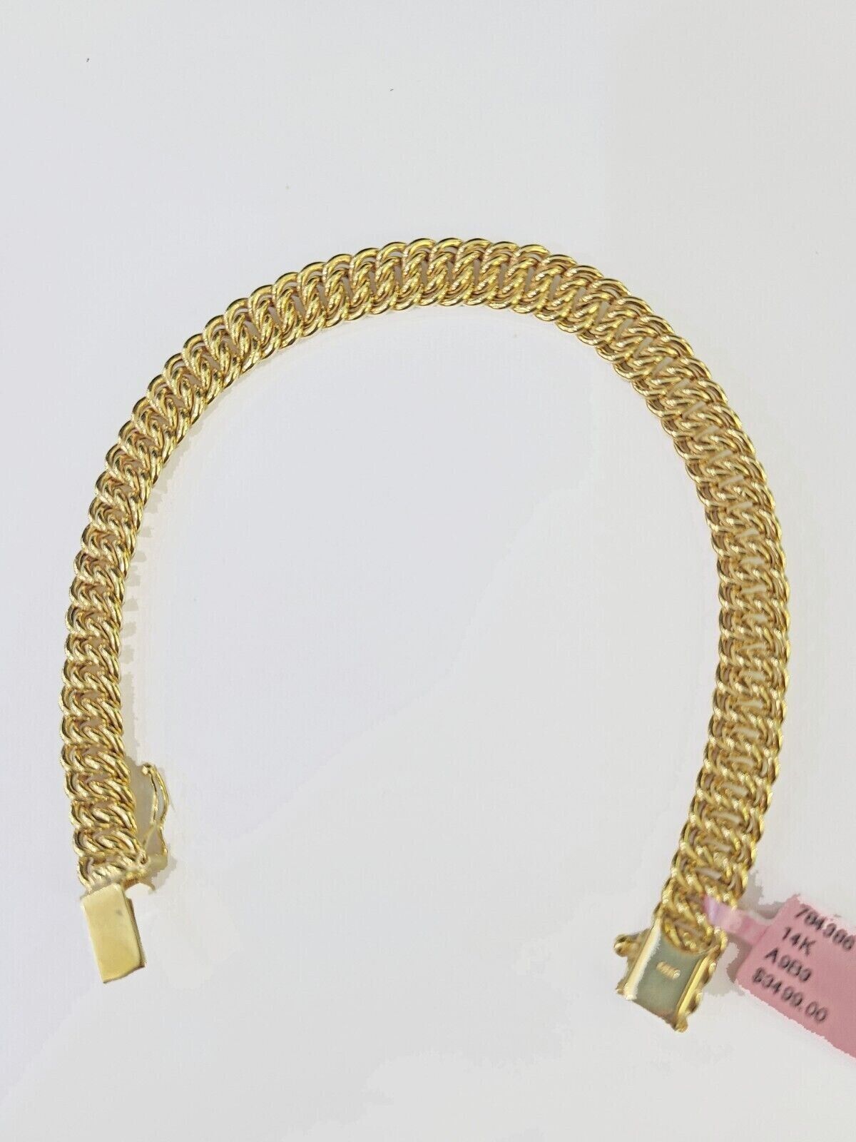 REAL 14k Gold Ladies Bracelet Flat Byzantine Link 8mm Women 7.5 Inch 14kT Unique