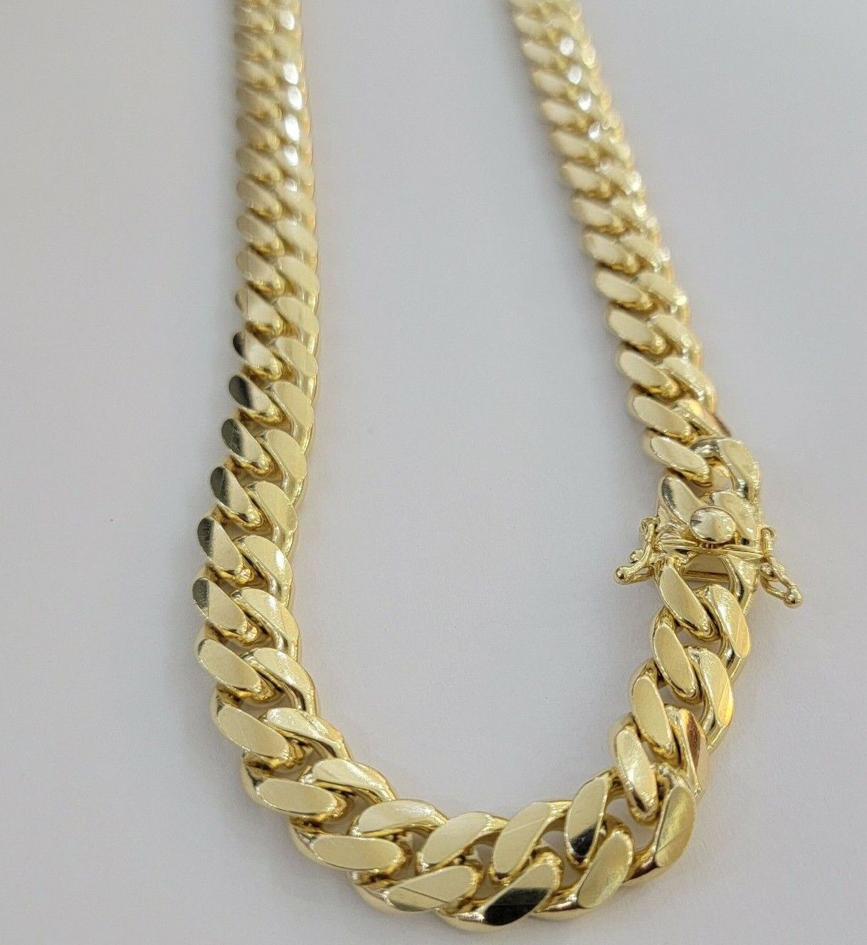 Solid 9mm 14k Yellow Gold Chain Miami CUban Link Necklace 20 Inch Short REAL 14k