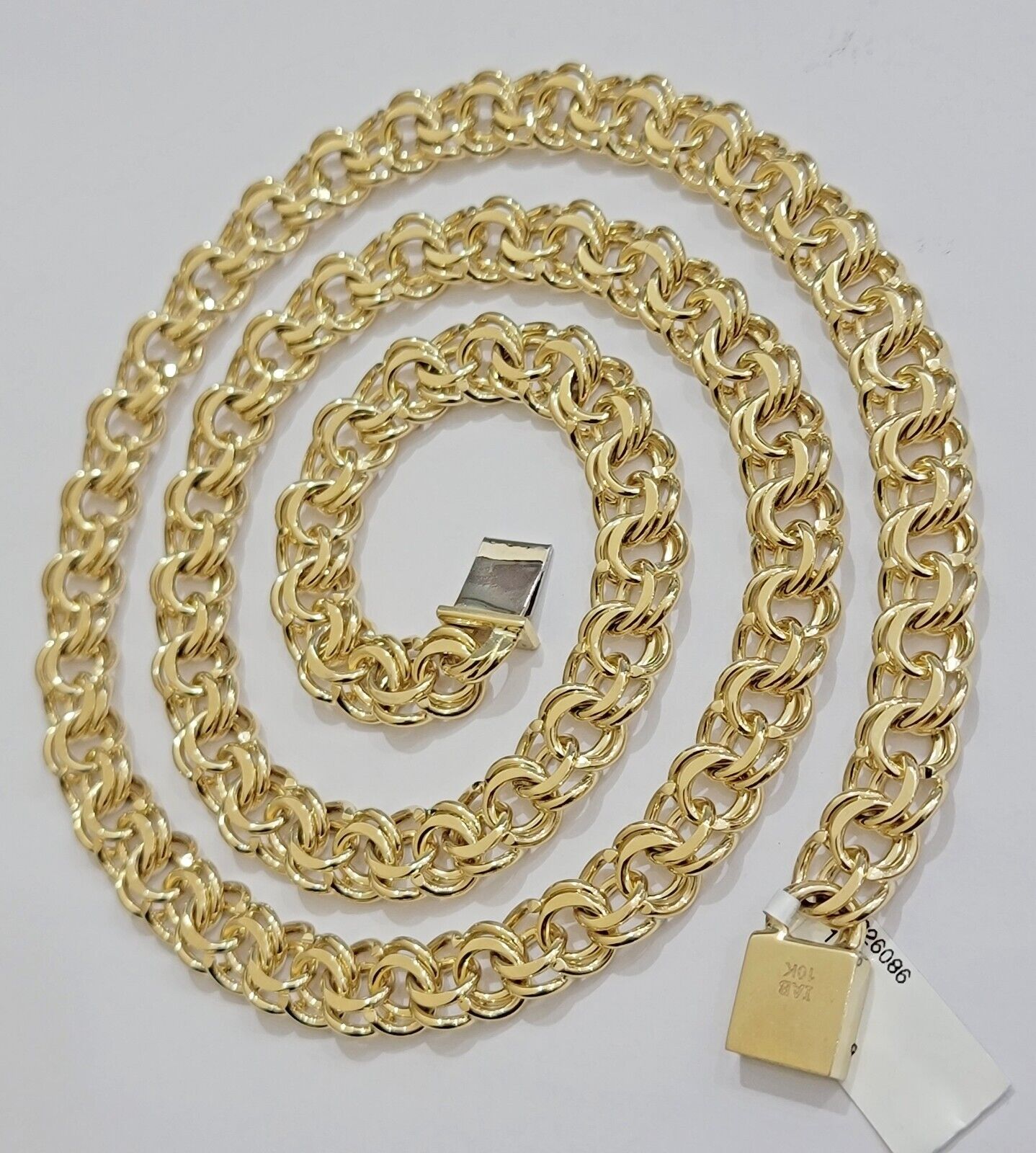 10k Yellow Gold Chain Chino Necklace Solid Link 9mm 20 Inch Real 10kt Box Clasp