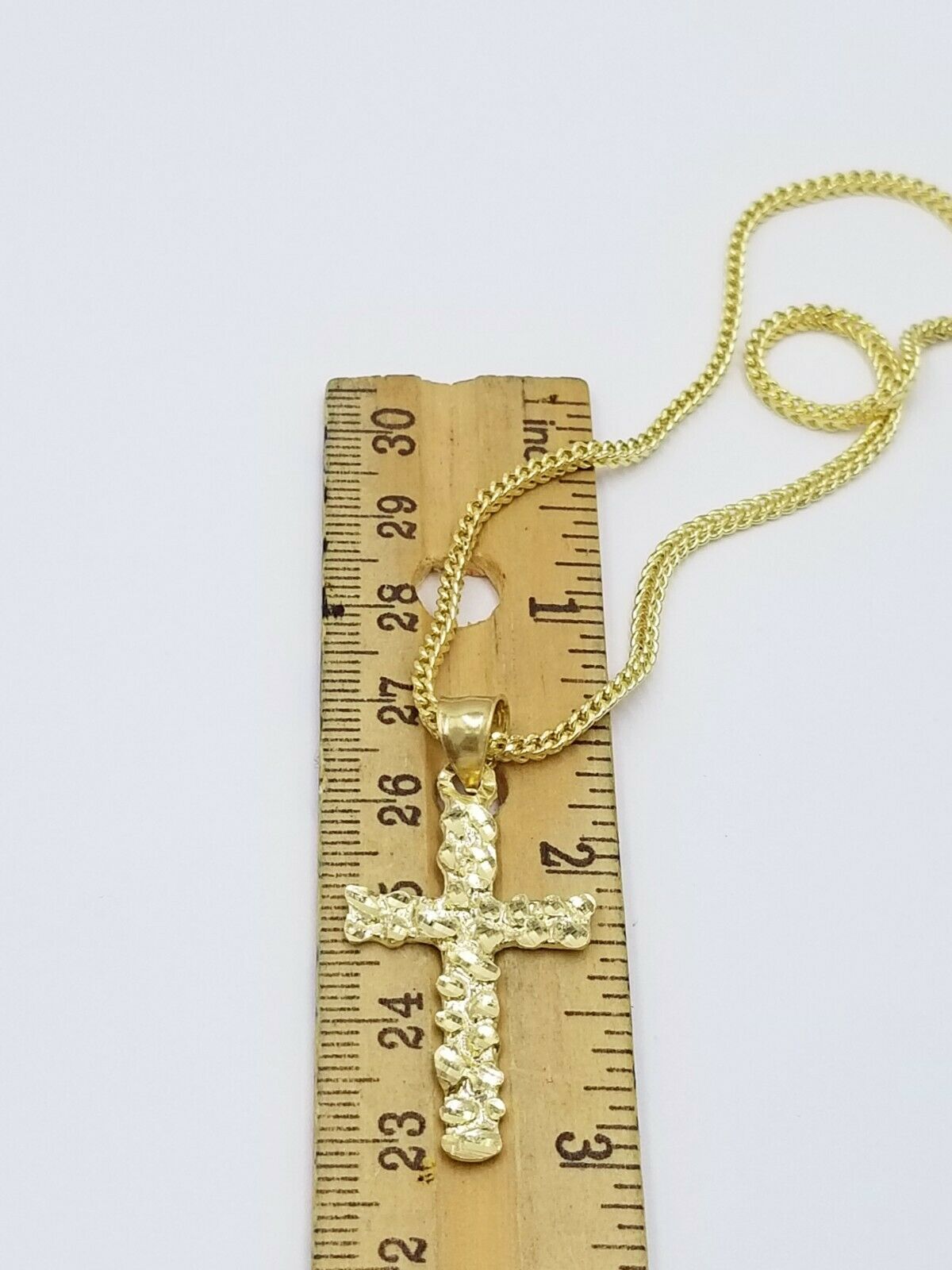 10K Yellow Gold Cross Pendant Jesus Crucifix Charm 1.5" Men Women