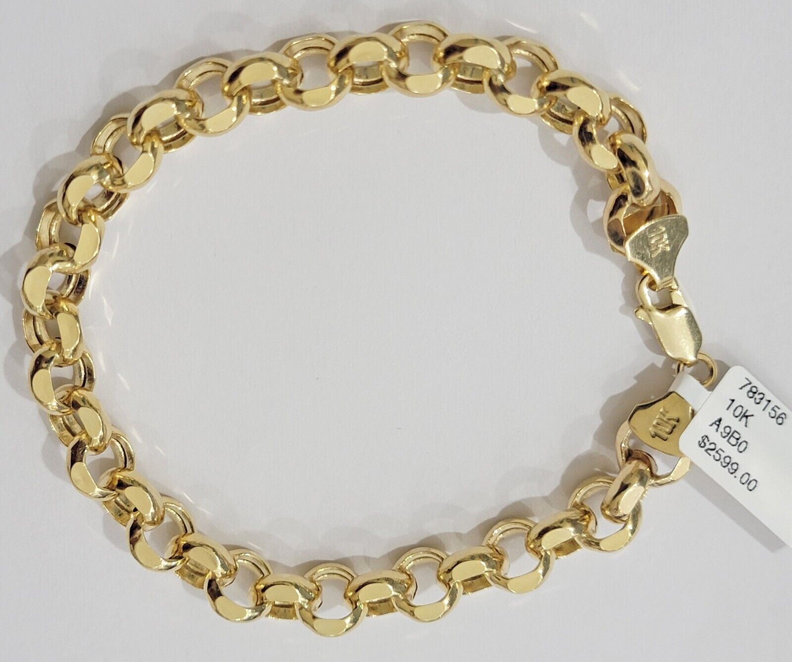 Real 10k Bracelet Rolo 8mm Circle Link 8