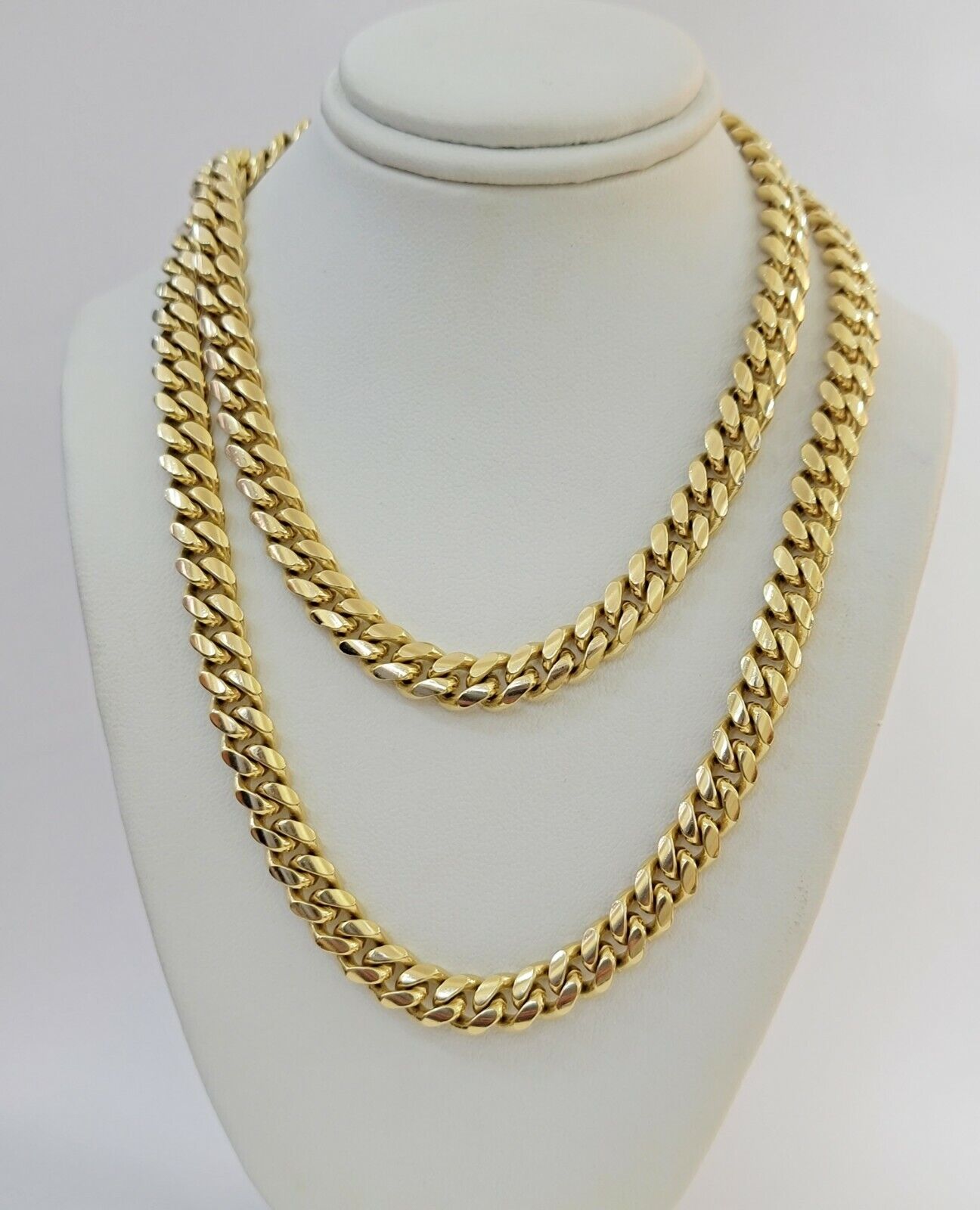 Real 14k Yellow Gold Chain Miami Cuban Link Necklace Men Solid 8mm 18 Inch Short