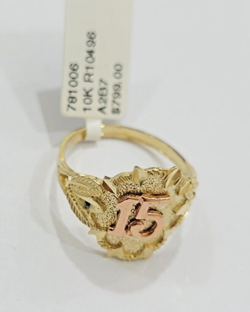 Ladies Ring 10k Gold Quinceanera 15 Anos Year Girls 10KT Yellow REAL Size 6 SALE