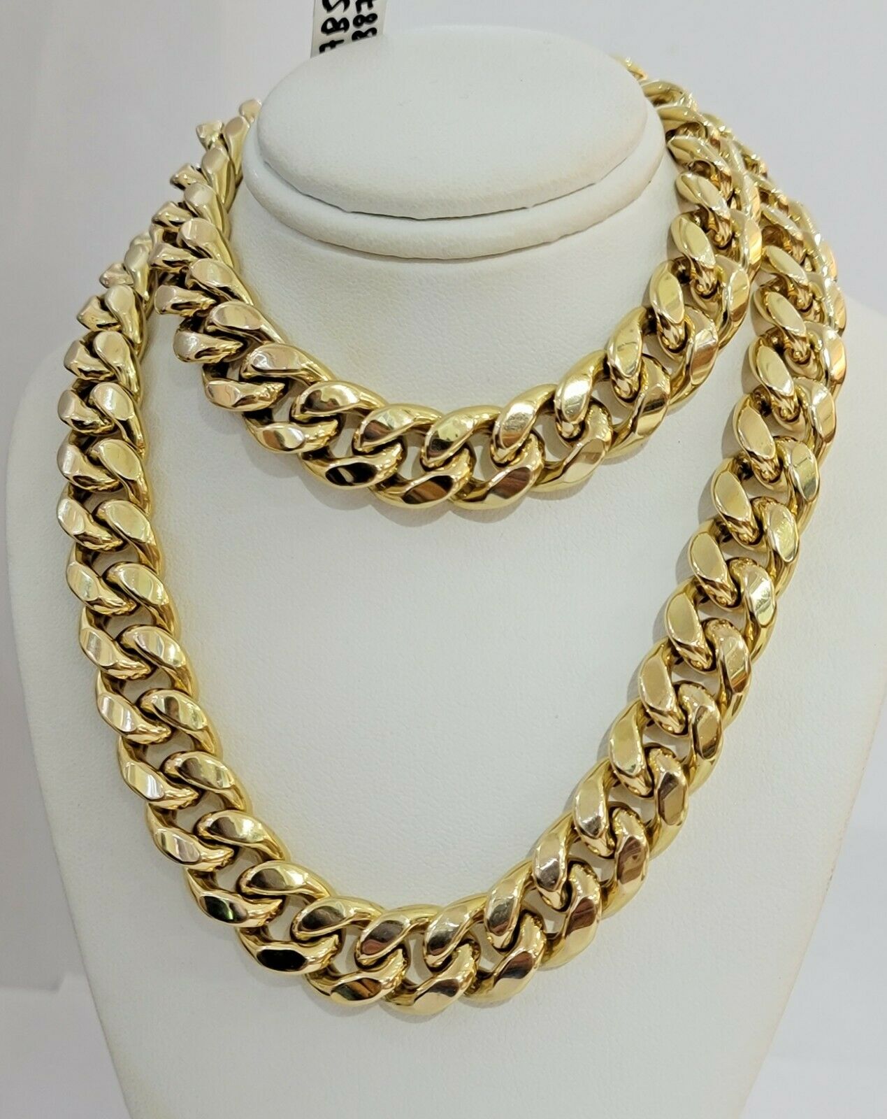 REAL 10k Gold Chain Bracelet Set Miami Cuban Link Men 13mm 26" Necklace 7.5" Brc