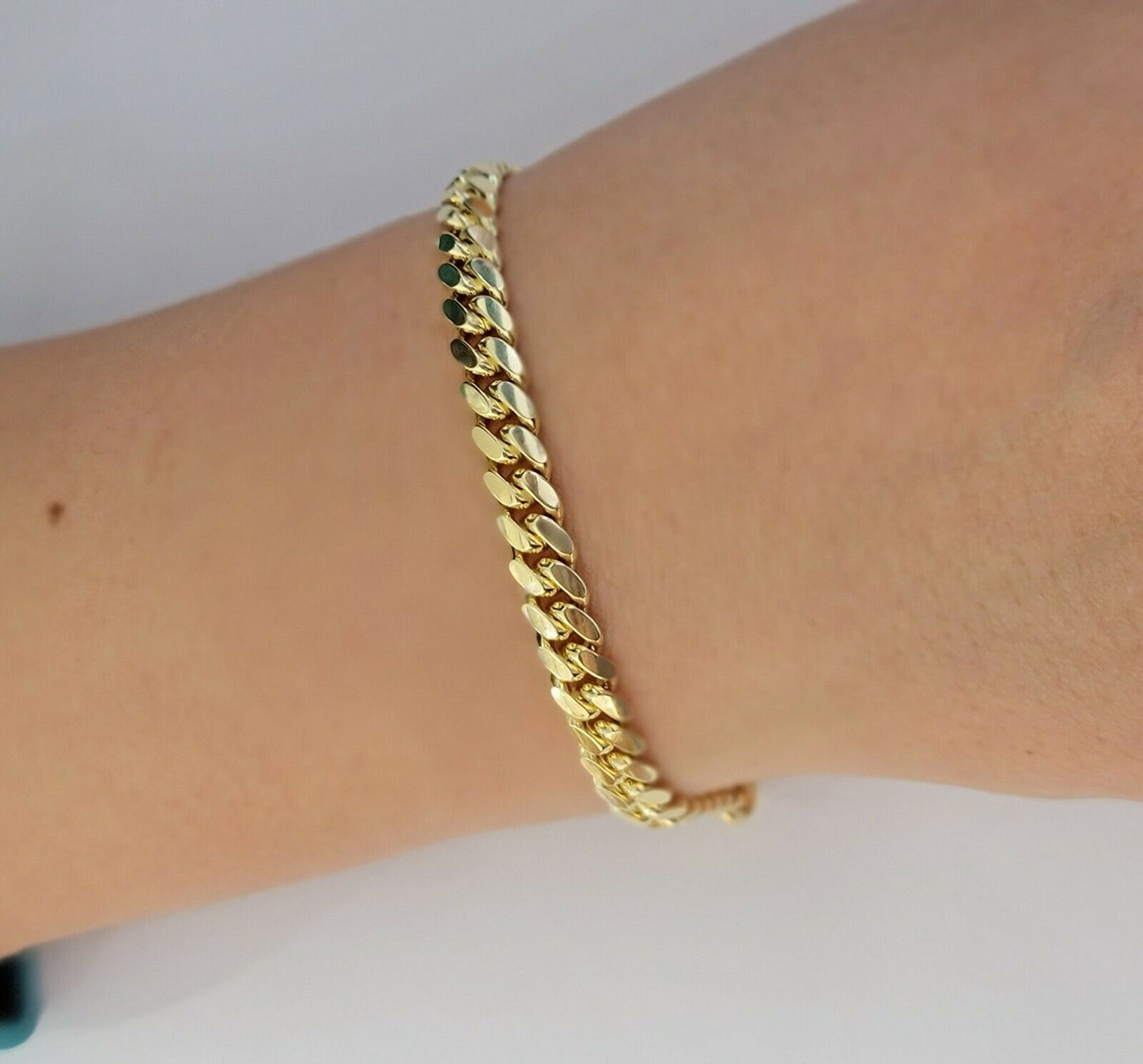 Real Gold maimi cuban Link Ladies bracelet 7Inch 6mm Real 10kt yellow Gold Women