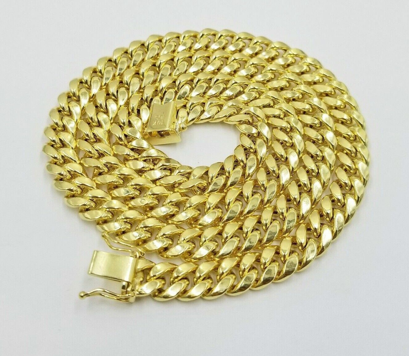 Real 10K Yellow Gold Miami Cuban Link Chain 8mm 22" Box Lock Necklace Men Women