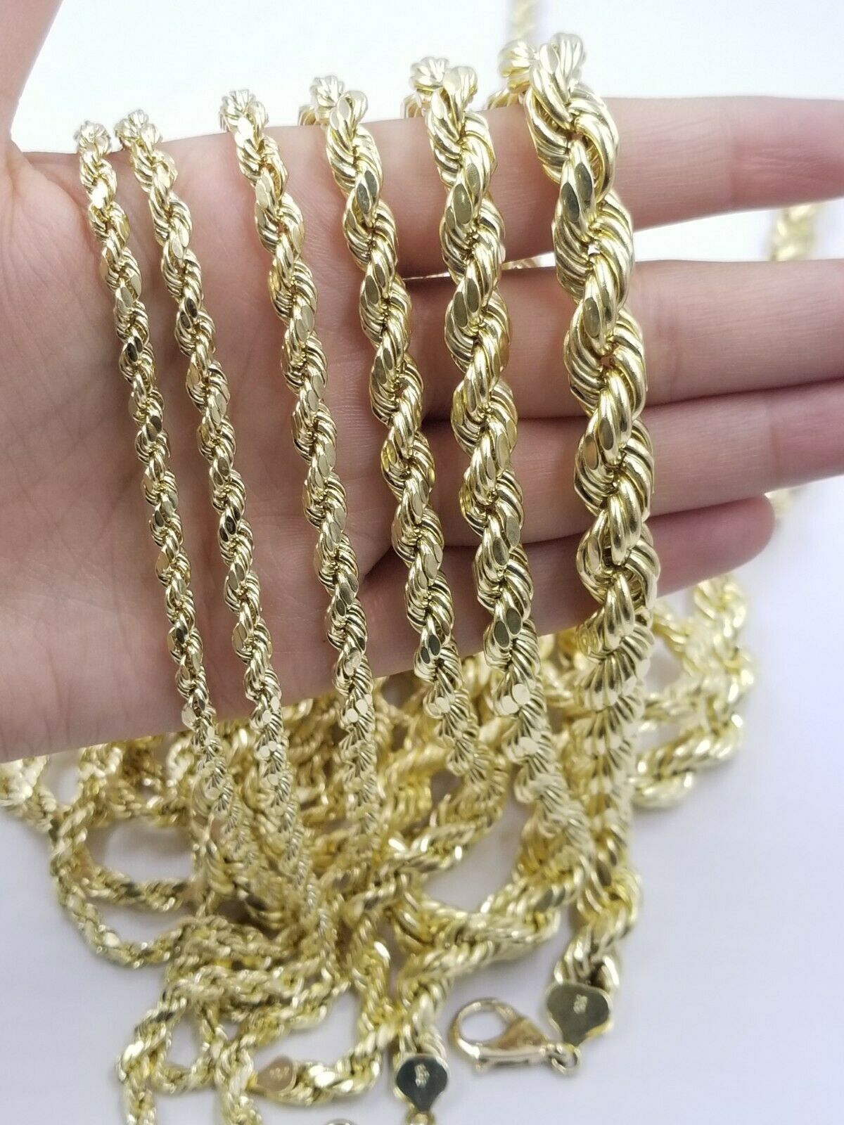10K White Gold 5mm Rope Chain Necklace 5mm / 28 Inches