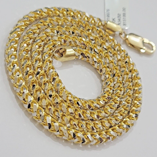 Solid 10k Yellow Gold Palm Box Chain Necklace Diamond cuts 4mm 26" Real 10KT