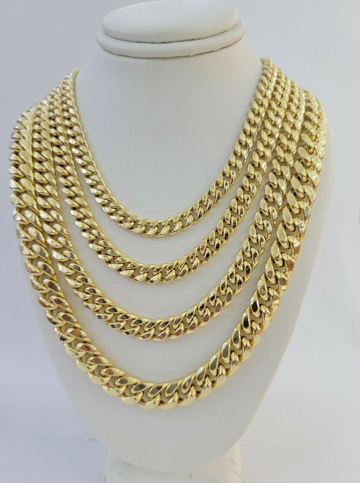 Real 14k Yellow Gold chain Miami Cuban Link Necklace 6mm-9mm 8"-30" Inch ,Strong