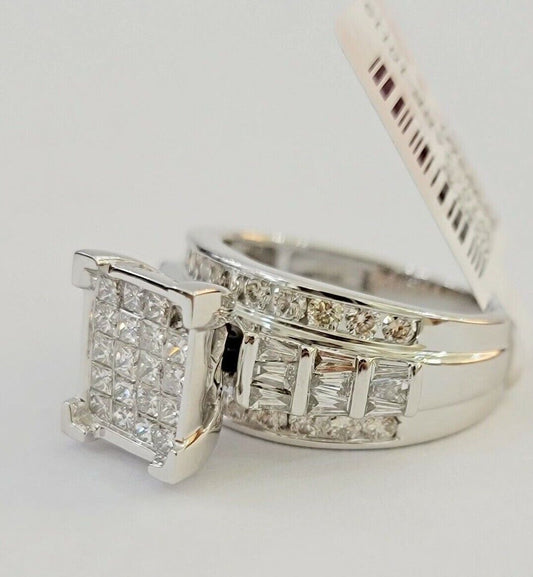 14k white Gold Natural Diamond Ladies Ring 2CT Diamond Real Women Ring Band REAL