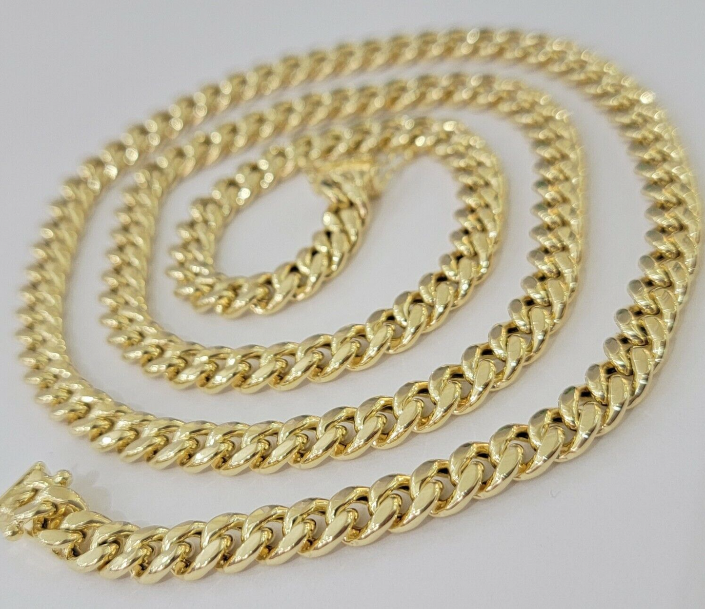 10k Gold Necklace 7mm 18 Inch Short Miami Cuban Link Chain REAL 10kt Yellow Gold