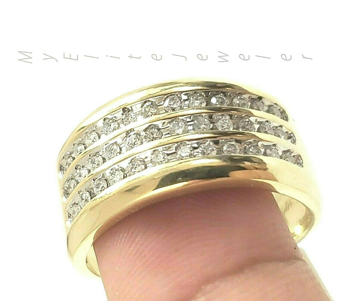 Mens 1/2CT Diamond Ring 10K Solid Gold Band Size 10 Thick Bands, 100% GENUINE