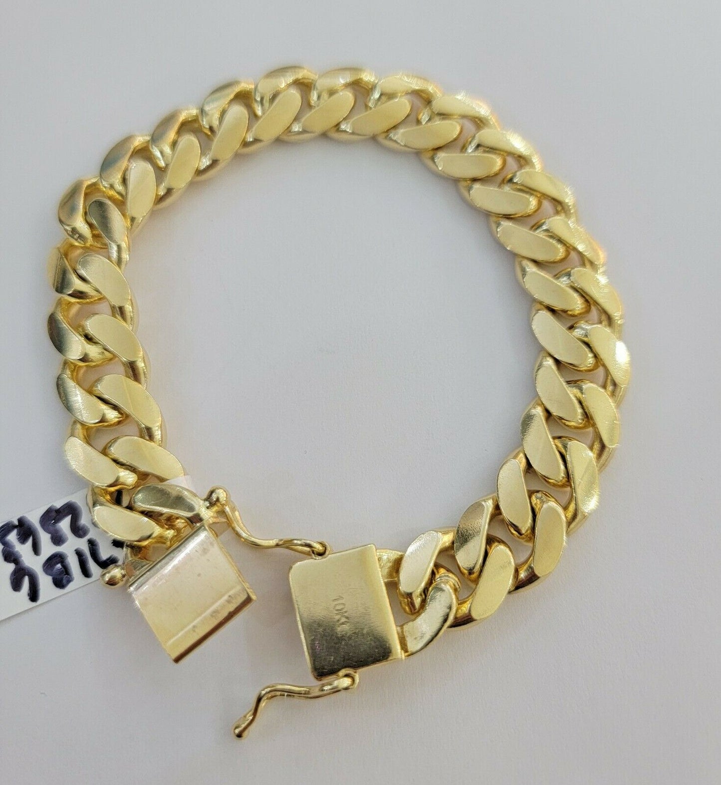 Real 10k Gold Miami Cuban Link Bracelet Solid Mens 13mm 10kt Yellow Gold 9" Inch