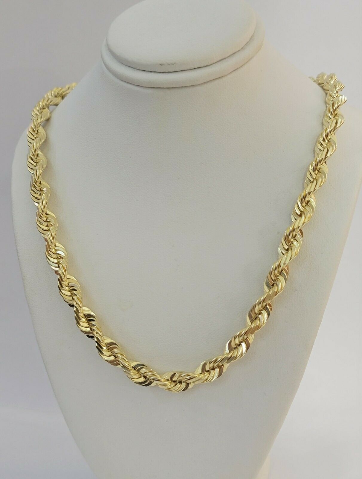 Solid 10k Yellow Gold Rope Chain Pendant Necklace 4mm-10mm Diamond Cut 18"-30"