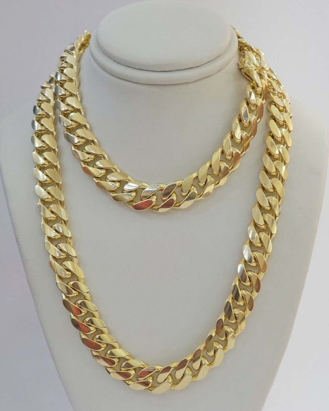 Solid 9mm 14k Yellow Gold Chain Miami CUban Link Necklace 20 Inch Short REAL 14k