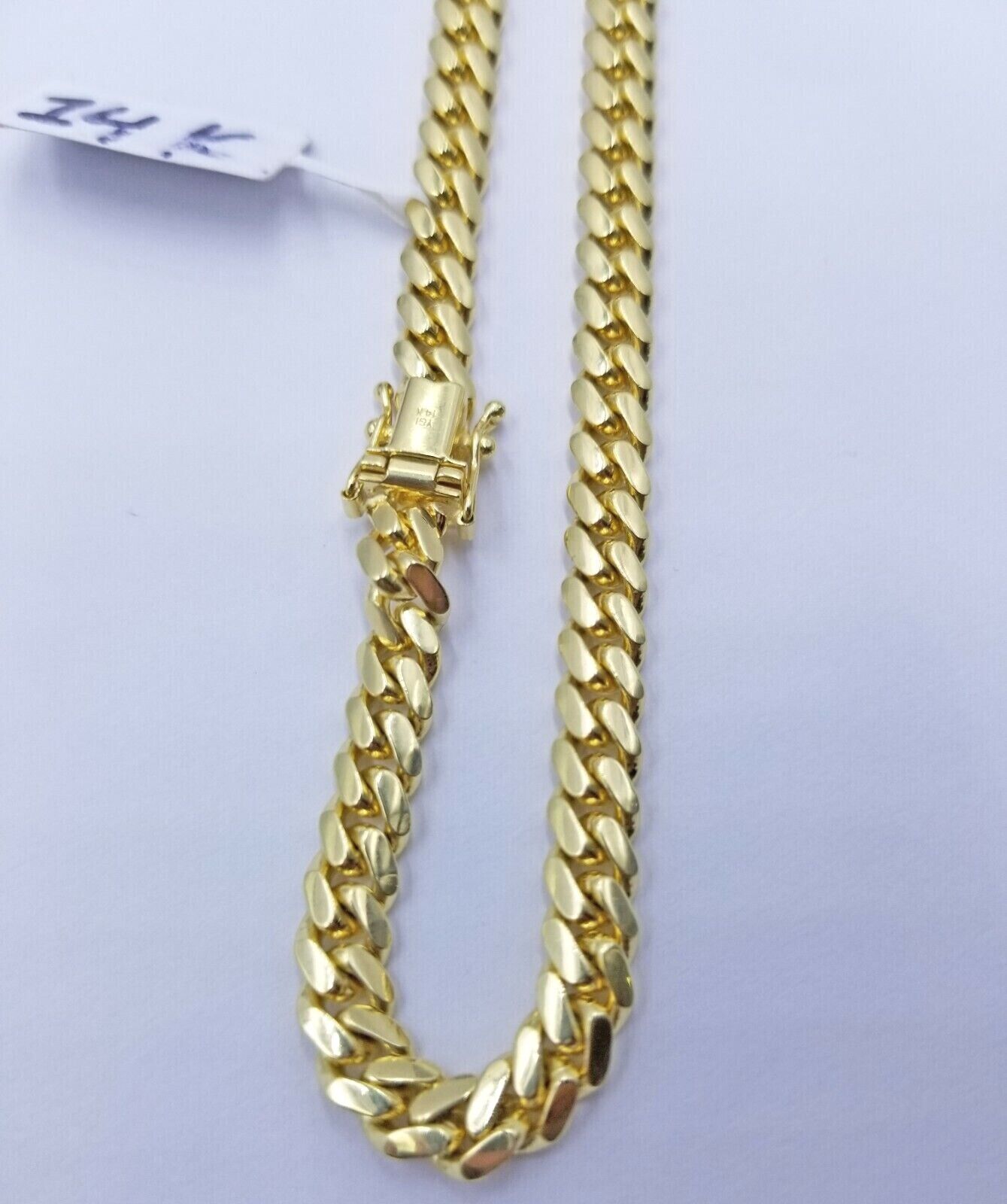 6mm Miami Cuban Link Chain Necklace 26 Inch SOLID 14k Yellow Gold REAL 14kt