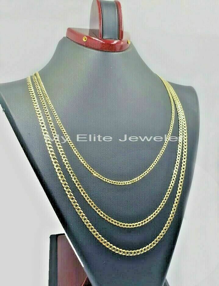 REAL 10K SOLID GOLD NECKLACE MEN /WOMEN CUBAN LINK CHAIN LENGTH 18-30" FREE SHIP