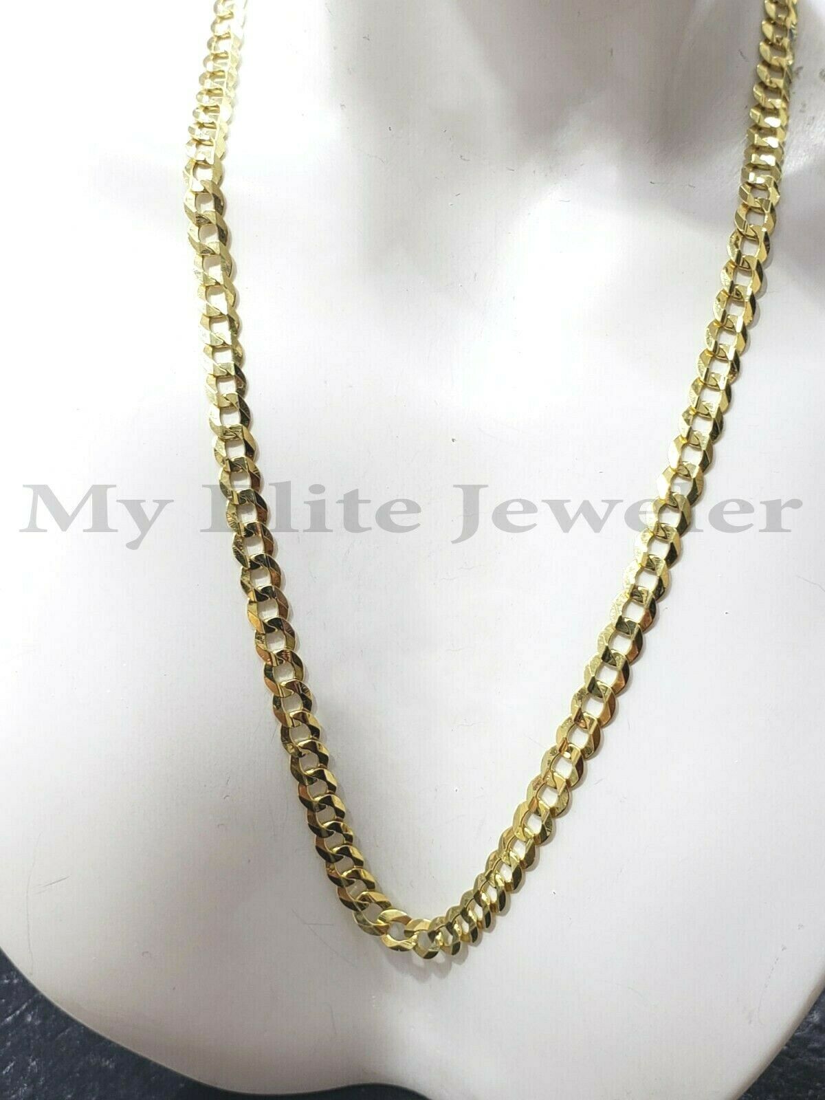 Solid 14K Yellow Gold Ladies Chain 15 Inch Cuban Curb Link 3.5 MM SHORT Necklace