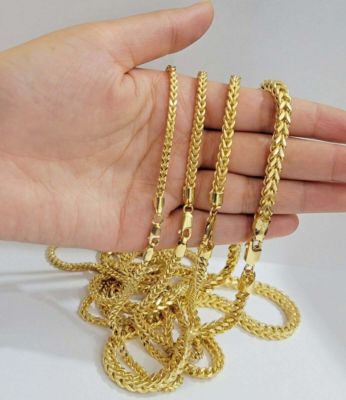 Real 10k Gold Franco Necklace Box Chain 20"-28" Inch 3mm-5mm 10kt Yellow Gold