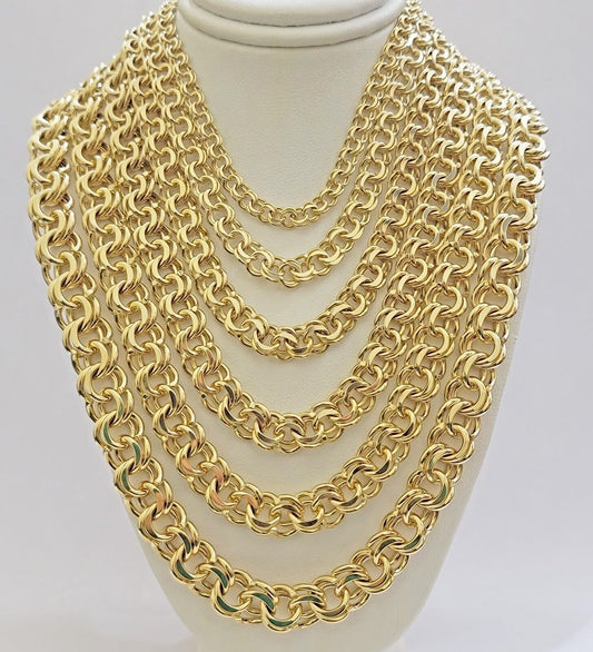 Real 10k Yellow Gold Chino Chain Solid Link Necklace 5mm-11mm 22"-26" Mens