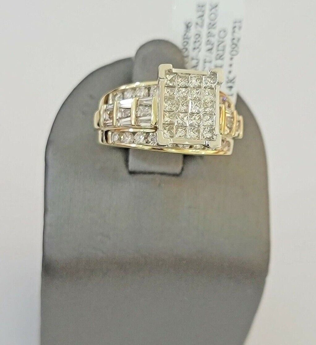 Ladies 14k Yellow Gold Ring Natural  2CT Diamond Women REAL , Wedding Engagement