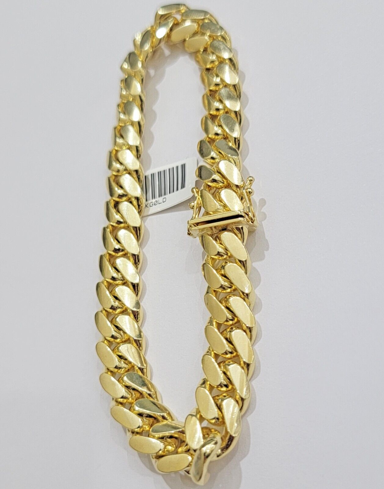 14k Yellow Gold Solid 10mm Bracelet Miami cuban Link 9