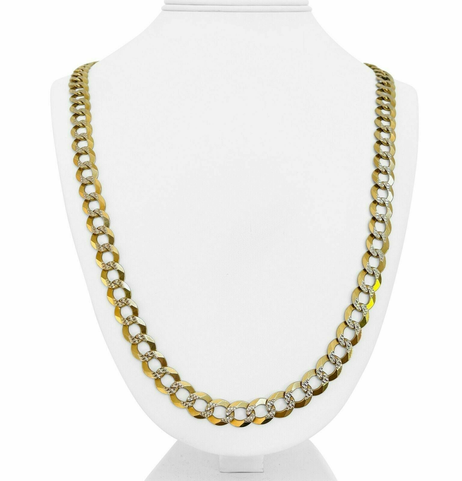 Open Cuban Curb Link Chain Diamond Cut Necklace 14K Real Gold Chain Men  Women – St. John's Institute (Hua Ming)